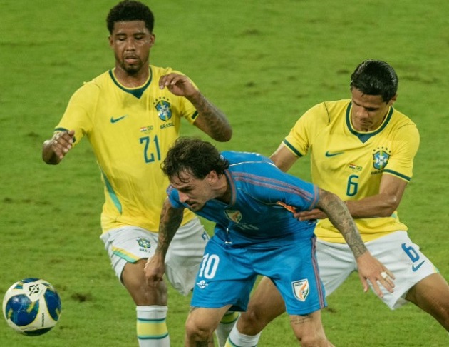 Brazil quá mạnh so với Ấn Độ. Ảnh: Indian Football.