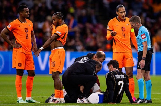 Havertz không may gặp chấn thương trong cuộc đụng độ với Hà Lan. Ảnh: Rene Nijhuis/MB Media/Getty Images.