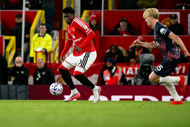 Baleba gây ấn tượng trong trận ra mắt Quỷ đỏ. Ảnh của Ash Donelon/Manchester United via Getty Images.