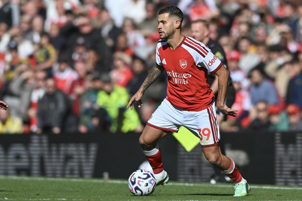Bruno đ&atilde; c&oacute; cho m&igrave;nh 2 pha lập c&ocirc;ng trong m&agrave;u &aacute;o Arsenal. Ảnh: EPA.
