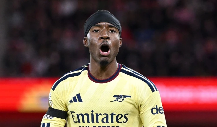 Noni Madueke ghi bàn cho Arsenal. Ảnh: Stuart MacFarlane/Arsenal FC/Getty Images.