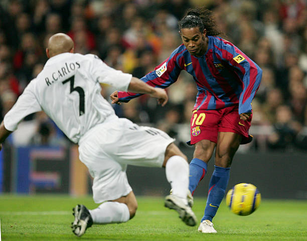 Một đ&ecirc;m tại Bernabeu đủ khắc họa sự kiệt xuất của Ronaldinho. Ảnh: Denis Doyle/Getty Images.
