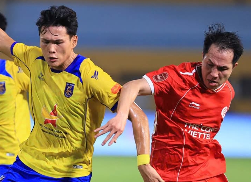 Viettel v&agrave; Bắc Ninh cầm ch&acirc;n nhau tại H&agrave;ng Đẫy. Ảnh: FPT Play.