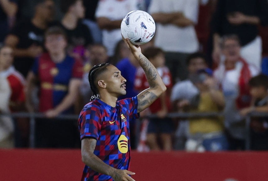 Raphinha đang có phong độ ấn tượng ở Barca. Ảnh: EPA.