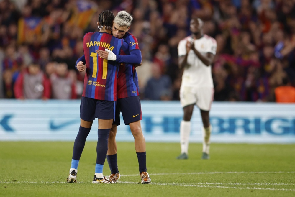 Nỗ lực của Raphinha là không đủ để giúp Barca có điểm. Ảnh: EPA.