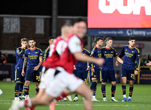 Arsenal chính thức bị loại khỏi Carabao Cup. Ảnh: Stuart MacFarlane/Arsenal FC via Getty Images.