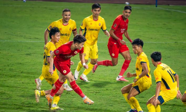 Công An Hà Nội chia điểm đáng tiếc với Ninh Bình. Ảnh: CLB Công an Hà Nội.
