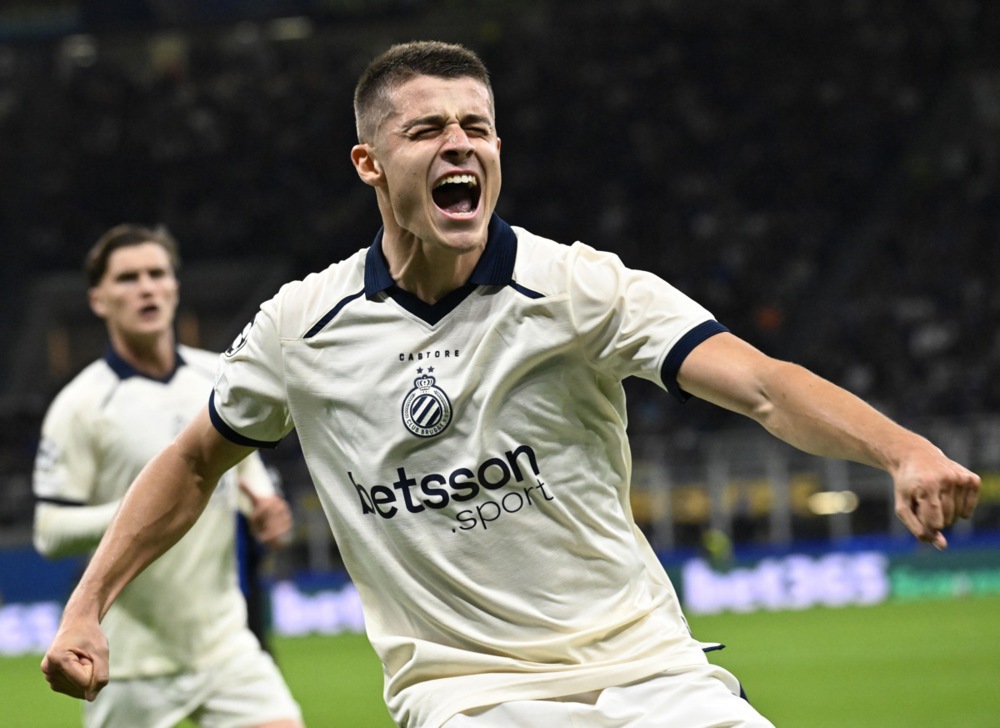 Nicolo Tresoldi thăng hoa cùng Club Brugge. Ảnh: EPA.