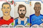 Loạt tranh vẽ 'xấu điên đảo' các tuyển thủ World Cup gây sốt Twitter