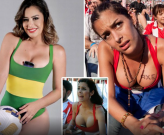 Bom sex Larissa Riquelme cổ vũ tuyển Brazil 