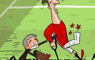 Hí họa Mourinho bắt Ibra đá bóng với cái chân bó bột