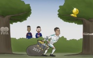 Hí họa Messi và Neymar nấp bụi rậm làm nền cho Ronaldo