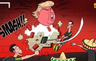 Hí họa cầu thủ Mexico đập vỡ 'bức tường' Donald Trump