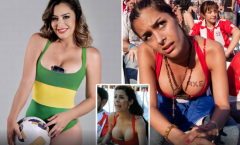 Bom sex Larissa Riquelme cổ vũ tuyển Brazil 