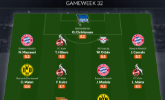 Đội hình tiêu biểu vòng 32 Bundesliga: Tam tấu Bayern, trung phong Dortmund