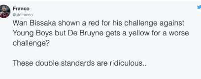 Manchester United fans slam lack of 'consistency' after Man City's Kevin De Bruyne escapes red card - Bóng Đá