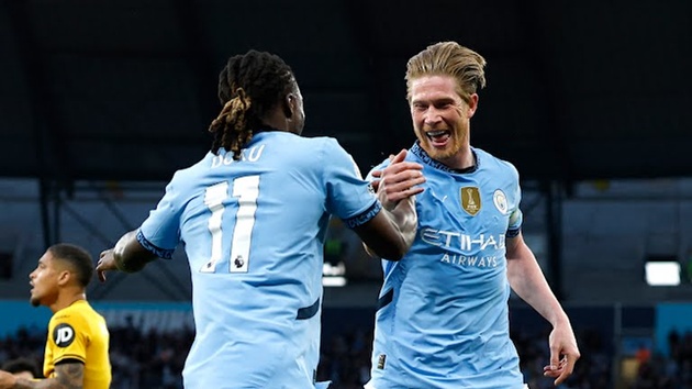 Ảnh minh họa cho bài viết về Man City 1-0 Wolves: De Bruyne tỏa sáng, The Citizens vào top 3 Premier League