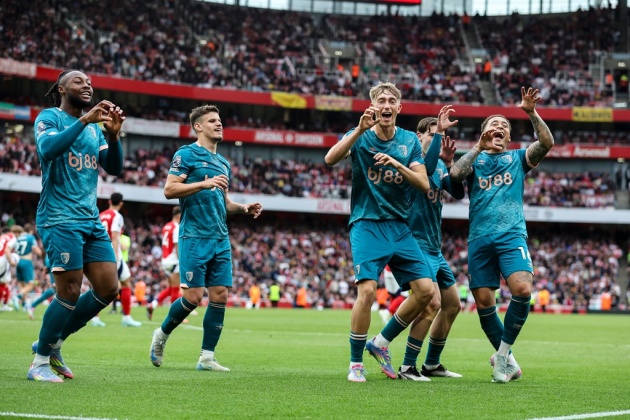 Ảnh minh họa cho bài viết về Arsenal 1-2 Bournemouth: Bàn thua từ ném biên; Dấu ấn của Evanilson